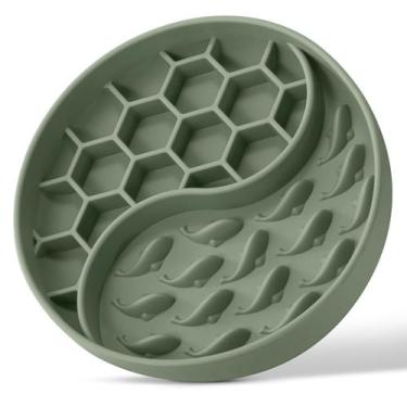 Imagem de Tigela Slow Feeder para cães ZOURYNUA de silicone com ventosa verde
