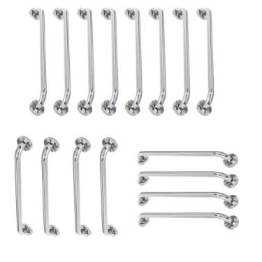 Imagem de Alça De Apoio Barra Inox Kit 16 Unidades 40cm 70cm 80cm Segurança Idos