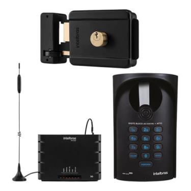 Imagem de Kit Porteiro Eletrônico Coletivo Sem Fio com Interfone Celular 3G e Fe
