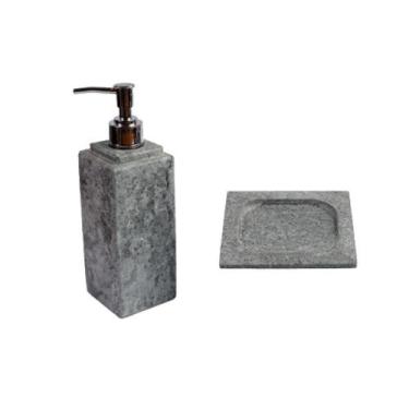 Imagem de Kit Banheiro Bancada Lavabo Luxo Em Pedra Sabão N02 Prata. - INDUSTRIA