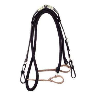 Imagem de Cabeçada Preta e Rédea Preta Para Cavalo Trançada Zamac Estrela - Cour