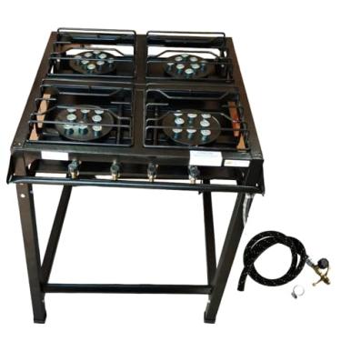 Imagem de Fogão Industrial 4 Bocas Alta Pressão Preto c/Mang e Reg