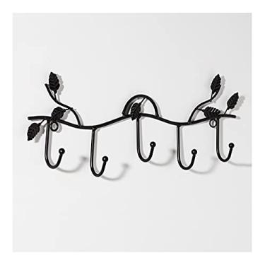 Imagem de Cabide organizador de cabide gancho para casaco cabide doméstico montado na parede com 5 ganchos de metal ganchos decorativos para casacos na sala de estar, quarto e corredor, chapéu e guarda-chuvas