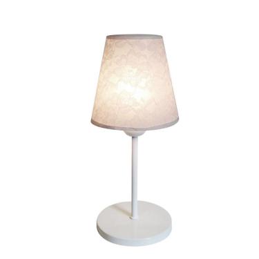 Imagem de Abajur de Mesa Md-2005 Base Aluminio Branco Cúpula em Tecido Cone Branco Renda - Bivolt