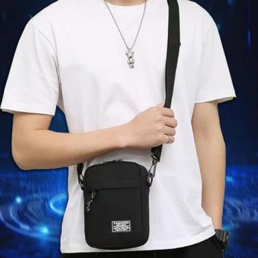 Imagem de 1 bolsa tiracolo feminina e masculina para celular, bolsa de moedas, alça de ombro, carteira, bolsa de viagem, 14 x 19 x 5 cm, Preto, Retrô