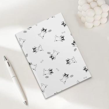 Imagem de Lindos cadernos para dormir buldogue francês para trabalho, caderno de composição A5, caderno pautado na faculdade, agenda de viagem forrada para escrever anotações, presentes para amantes de cães