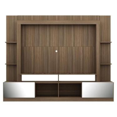 Imagem de Rack com Painel 65 Portas com Espelho Oslo Madeirado Fumê - MULTIMOVEI