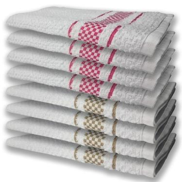 Imagem de 8 Panos De Prato Atoalhado Felpudo 4 Rosa 4 Marrom