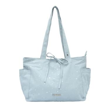Imagem de GJHFCXSO Bolsa Tote De Jeans Feminina com Estética Y2k E Estrelas Estilo Casual Leve e com Grande Capacidade De Armazenamento,Blue 1