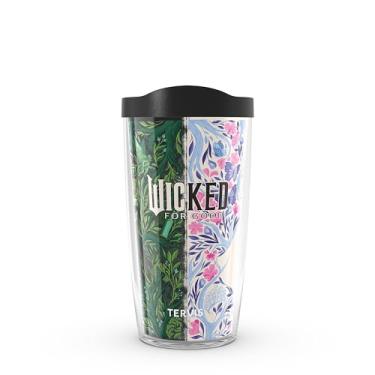 Imagem de Tervis Wicked: For Good - O copo de viagem com isolamento térmico de parede dupla com folhagem feita nos EUA mantém as bebidas frias e quentes,