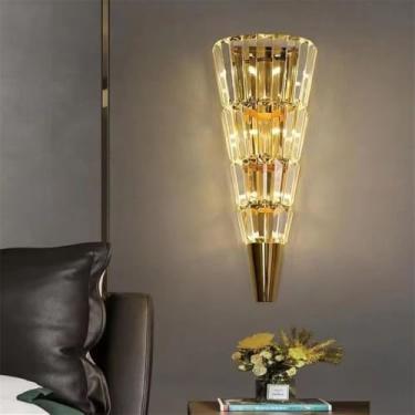 Imagem de Luminária de parede moderna e luxuosa em cristal com LED, ideal para sala de estar, quarto, cabeceira, casa de campo, hotel, escritório, escada e corredor (Estilo 13 D16H53CM)