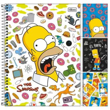 Imagem de Kit C/ 4 Caderno Simpsons TILIBRA Universitário ESPIRAL - 1 Matéria 80 Folhas