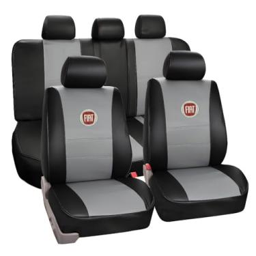 Imagem de capas para banco de carro couro fiat uno palio cor preto com vermelho azul bege cinza grafite rosa todos ano e modelo (cinza e preto)