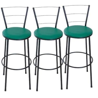 Imagem de 3 banquetas alta encosto 3 arame cozinha bancada gourmet (3.bq.alta.3.arame/verde)