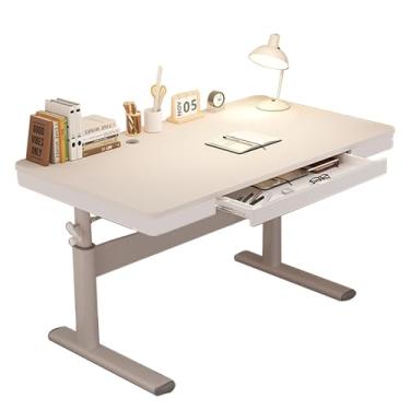 Imagem de Mesa de apoio, mesa de computador com manivela de madeira maciça, mesa única/mesa com gaveta 80 cm/100 cm/120 cm x 60 cm ajuste de altura 65-90 cm mesa de aço carbono de madeira maciça com gaveta 120