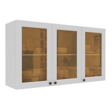 Imagem de Armário Aéreo 120cm Portas de Vidro Reflecta Cozinha Aurora - Casa Lar