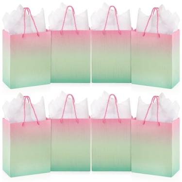 Imagem de Fasmov 30 sacos de lembrancinha de festa com 30 peças de papel de seda branco, sacos de papel de papelão branco com alças, sacos de presente para aniversário, Páscoa, casamentos, dia das mães e