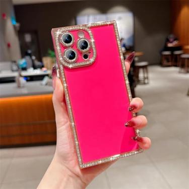 Imagem de HTVJFX Capa luxuosa com glitter galvanizado para iPhone 15 Plus, moderna, à prova de choque, com moldura macia (para iPhone 15 Plus/FC rosa)