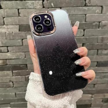 Imagem de HTVJFX Capa de celular luxuosa com glitter gradiente e revestimento transparente para iPhone 11, macia e à prova de choque (para iPhone 11/preta)