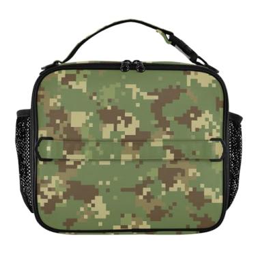 Imagem de Joisal Lancheira camuflada verde bege marrom para mulheres, meninas, lancheira masculina e infantil, lancheira para trabalho, bolsa térmica para adultos