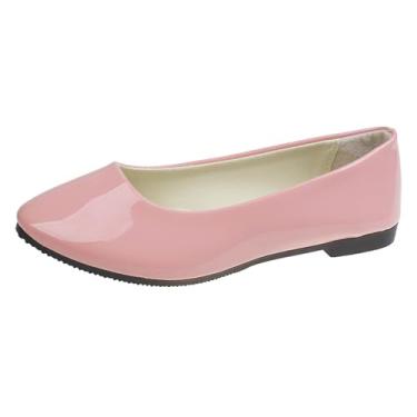 Imagem de Tênis feminino de couro envernizado, bico fino, casual, primavera, para mulheres, design confortável para uso interno e externo, rosa, 35