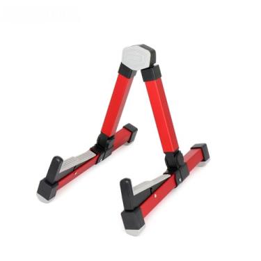 Imagem de VEDO Suporte de guitarra monobloco, dobrável em formato de A, com apoios de braço antiderrapantes em borracha e espuma, estrutura metálica, adequado para guitarras acústicas, guitarras elétricas, baixos, ukuleles e banjos. (Vermelho)