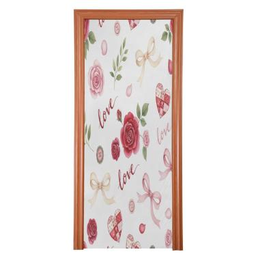 Imagem de Blueangle Ribbon Bows Rose Elastic Door Cover - Faixa de porta frontal de tecido elástico para decoração de festa em casa ao ar livre (674)