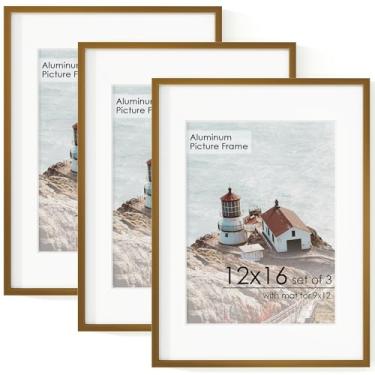 Imagem de FLYJOE Moldura de metal de 30 x 40 cm para parede com tapete para 23 x 30 cm, molduras de alumínio para documentos de certificado de 30 x 40 cm com acrílico, moldura de pôster moderna minimalista