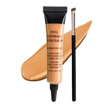 Imagem de Corretivo sob os olhos + pincel, corretivo clareador de cobertura total 24H para olheiras, linhas finas, creme corretor de cor antienvelhecimento - 11,8 ml (nº 05 + pincel)