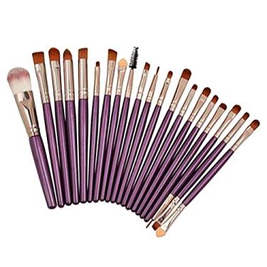 Imagem de Kit de pincéis de maquiagem profissional 20 peças de rímel para sombra de olhos roxo ouro rosa ferramentas de beleza 20 peças