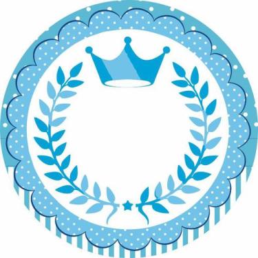 Imagem de Painel de Lona Redondo Coroa Azul - Fabrika De festa, 140x140cm