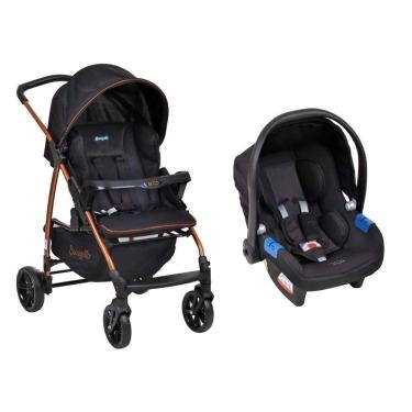 Imagem de Travel System Burigotto Carrinho de Bebê com Bebê Conforto Ecco + Touring X Preto com Cobre