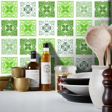 Imagem de Adesivo Destacável Azulejo para Cozinha Berga Verde - TaColado, 10 x 1