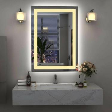 Imagem de Espelho Vertical 100x60 Banheiro Led Jateado Borda Infinita Touch Neutro-vertical