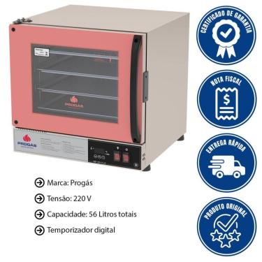 Imagem de Kit Forno Turbo Elétrico Progás Plus Digital 220V Com Mesa Prp-004 E 8 Bandejas Imeca