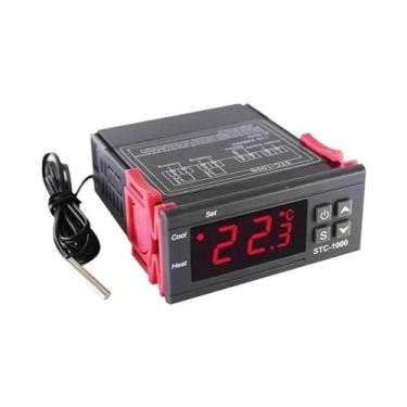 Imagem de Controlador De Temperatura Digital LED Com Termostato, 2 Relés, Sonda 