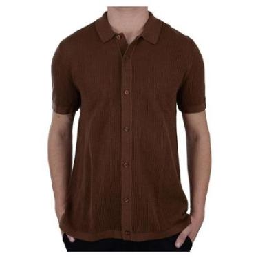 Imagem de Camisa Masculina Reserva MC Gola Polo Tricot Marrom - 0101-Masculino