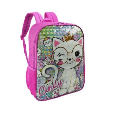 Imagem de Mochila de costas escolar passeios infantil meninas gatinha cindy, Ros