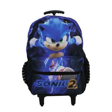 Imagem de Mochila Sonic 2 Infantil Juvenil Escolar Rodinhas Aulas