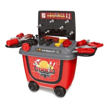 Imagem de Brinquedo Maleta Ferramenta Bancada Infantil Carrinho 2 Em 1 - Tapuzim
