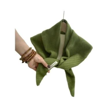 Imagem de Cachecol Triangular Tricotado Quente Para Mulheres, Estilo Coreano, Le
