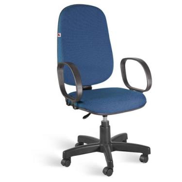 Imagem de Cadeira Presidente Giratória Braços Tecido Azul Com Preto - Ideaflex