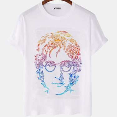 Imagem de Camiseta masculina John Lennon Desenho Arte The Beatles Camisa Blusa Branca Estampada