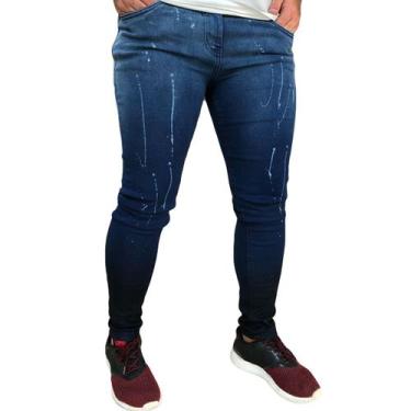 Imagem de Calça Jeans Azul Skinny Com Respingos Degrade Masculina - Austin Club