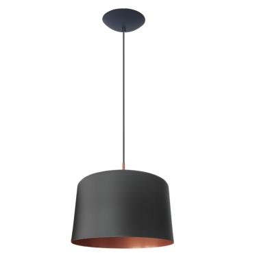 Imagem de Luminária Pendente Redondo Grande Paris Preto e Cobre Stilo Lustres