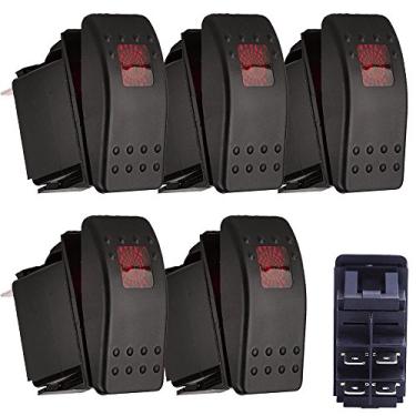 Imagem de ESUPPORT Lâmpada de LED amarela vermelha, vermelha, azul, barco, marinho, com botão para alternar, painel de 4 pinos, pacote com 5