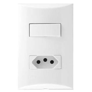 Imagem de Conjunto 1 Tecla Paralela e 1 Tomada 2 Polos + Terra 10A 250V Embutir Brava Soprano Iri...