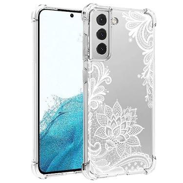 Imagem de Ueokeird Capa de telefone para Galaxy S22, capa para Samsung S22 5G SM-S901U, meninas, mulheres, fina, à prova de choque, estampa floral, transparente, capa protetora de TPU flexível macia para