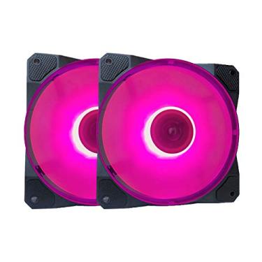 Imagem de APEVIA Ventoinha ultra silenciosa LED rosa de 120 mm (pacote com 2) - 16 LEDs e almofadas de borracha antivibração - perfeita para PCs de jogos - 12 polegadas de comprimento
