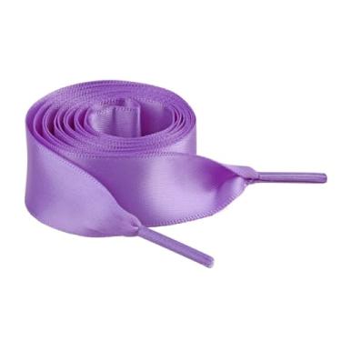 Imagem de 1Pair 2CM Width Flat Ribbon Shoe Laces Rubber Sneakers Silk Satin Shoelace Boot Shoelaces (Color : 15 Light Purple, Size : 150cm)